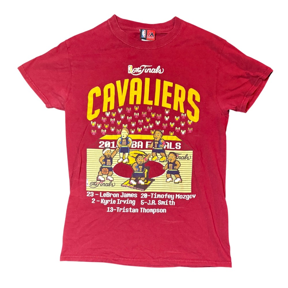 Majestic 2015 NBA Finals T-Shirt Mens S Red Cavaliers 8-Bit Pixel Art Graphic